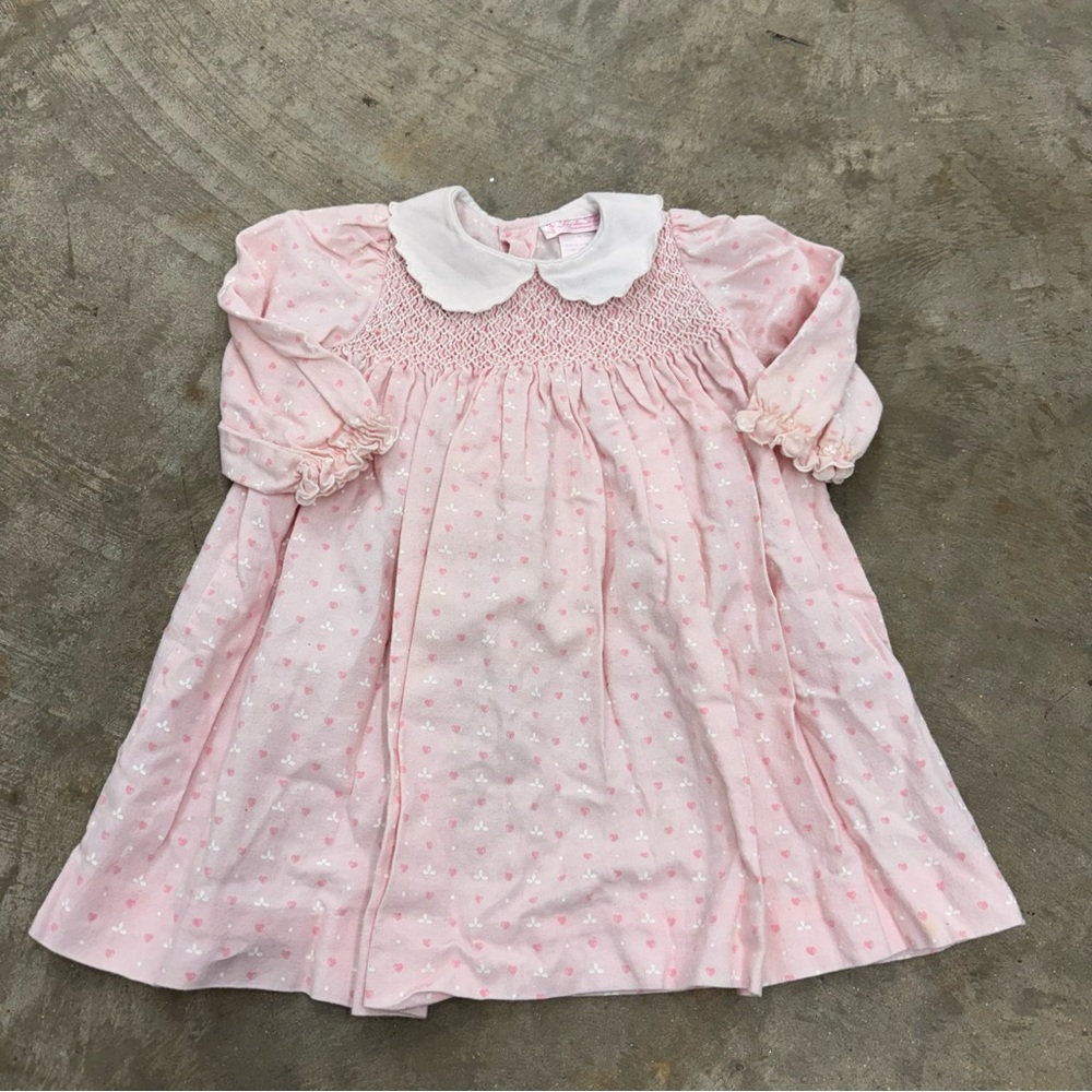 Pink Smocked Long-Sleeve Casual Dress for Kids